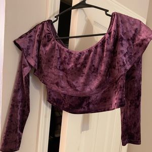 Charlotte Russe Velvet Off the Shoulder Crop Top